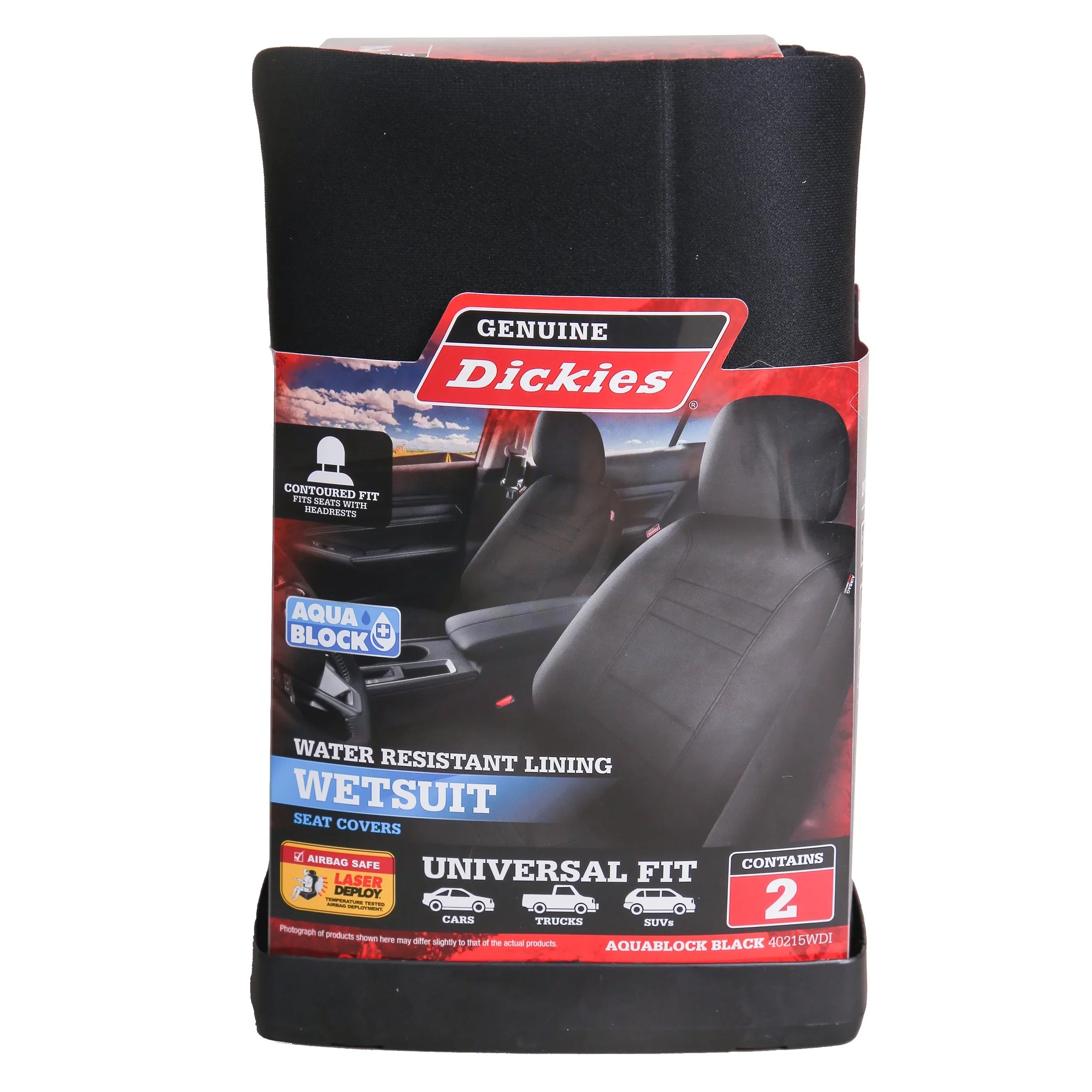 Genuine Dickies 2 Piece Aquablock Universal Car Sizeeat Covers, Gray