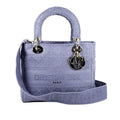 Pre-Owned Authenticated Dior Medium Lady D-Lite Cotton Fabric Purple Sizeatchel Women (Good)