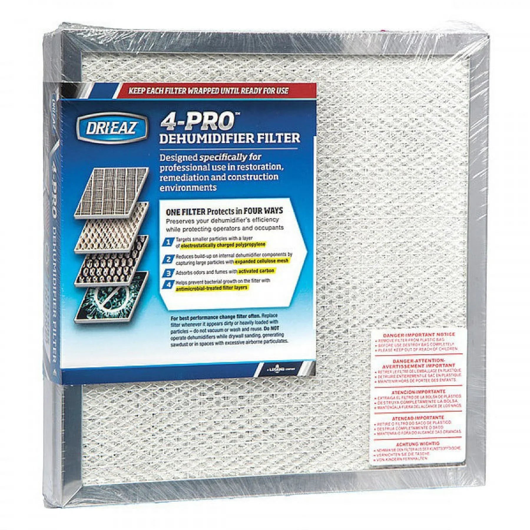 Dri-Eaz Air Cleaner Filter,13.75x13.75x2.5",3PK  F585