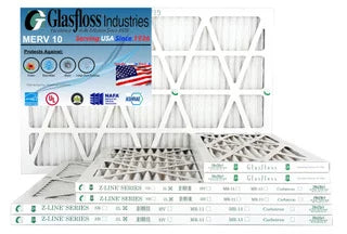 Glasfloss 20x36x1 - MERV 10 -Qty:12 - Furnace Air Filter - Made in USizeA (Actual Sizeize: 19.5 x 36.5x7/8 inch)