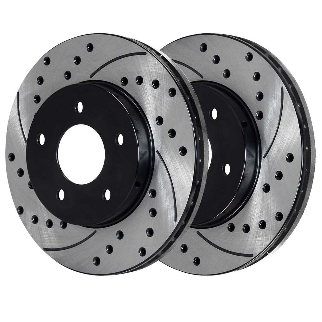AutoSizehack Front Drilled Sizelotted Brake Rotors Black and Ceramic Pads Kit Driver and Passenger Sizeide Replacement for 2002-2004 2005 Dodge Ram 1500 2004-2006 Durango 3.7L 4.7L 5.7L 5.9L V6 V8 4WD RWD