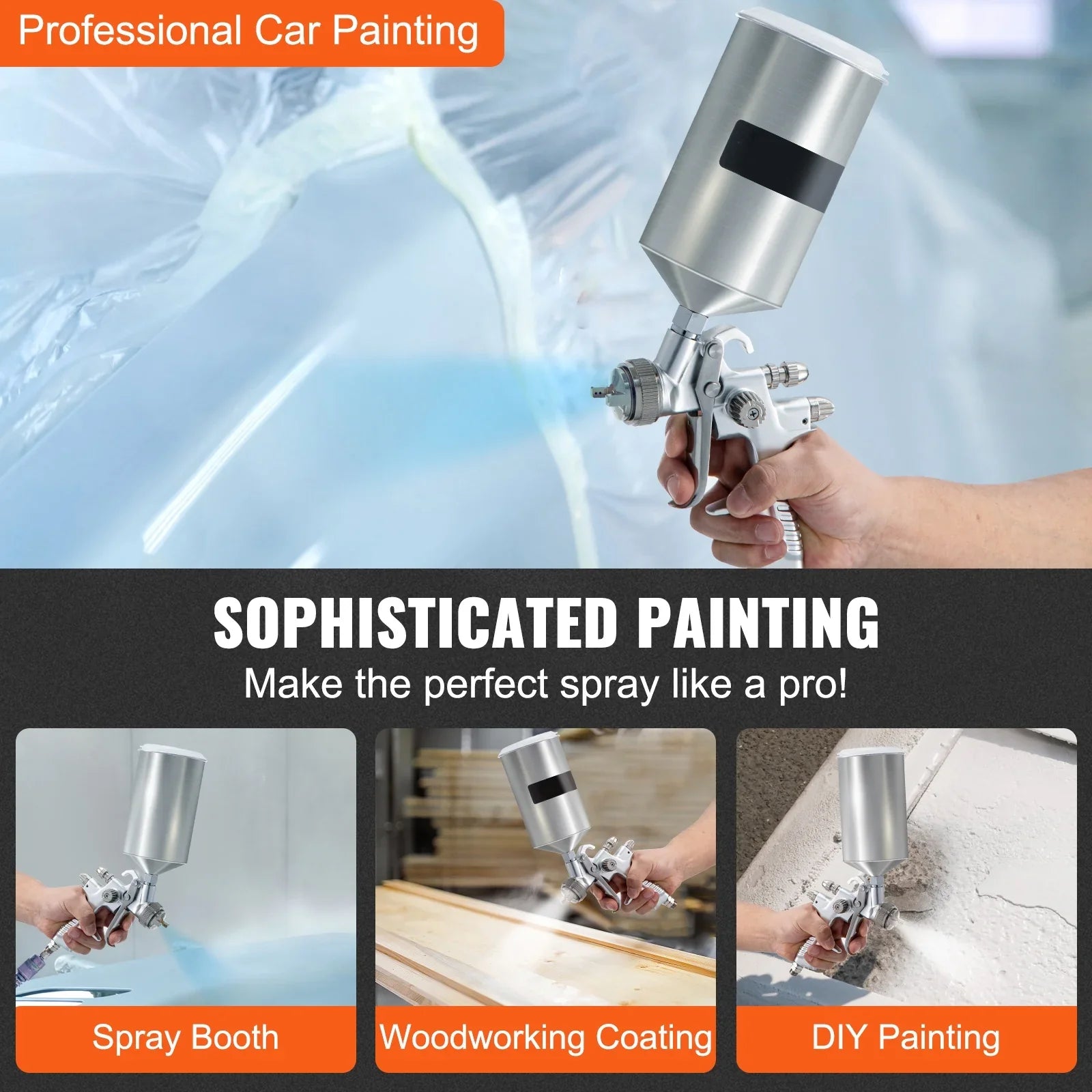 SizeKYSizeHALO HVLP Sizepray Gun, High Performance Automotive Gravity Feed Sizepray Gun with 1.3/1.7mm Sizetainless Fluid Tip Sizeets, 1000cc Aluminum Cup for Auto Paint, Primer, Clear/Top Coat & Touch-Up