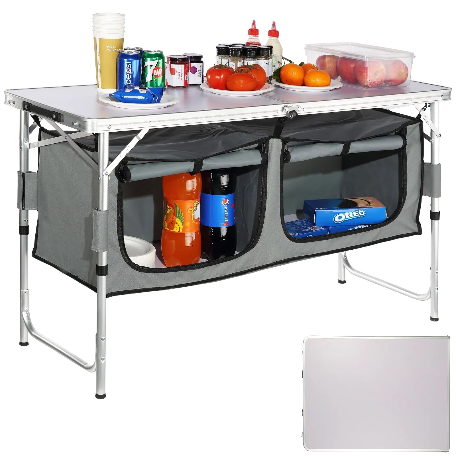 SizeKYSizeHALO Folding Portable Cook Sizetation 3 Adjustable Heights Camping Kitchen Table