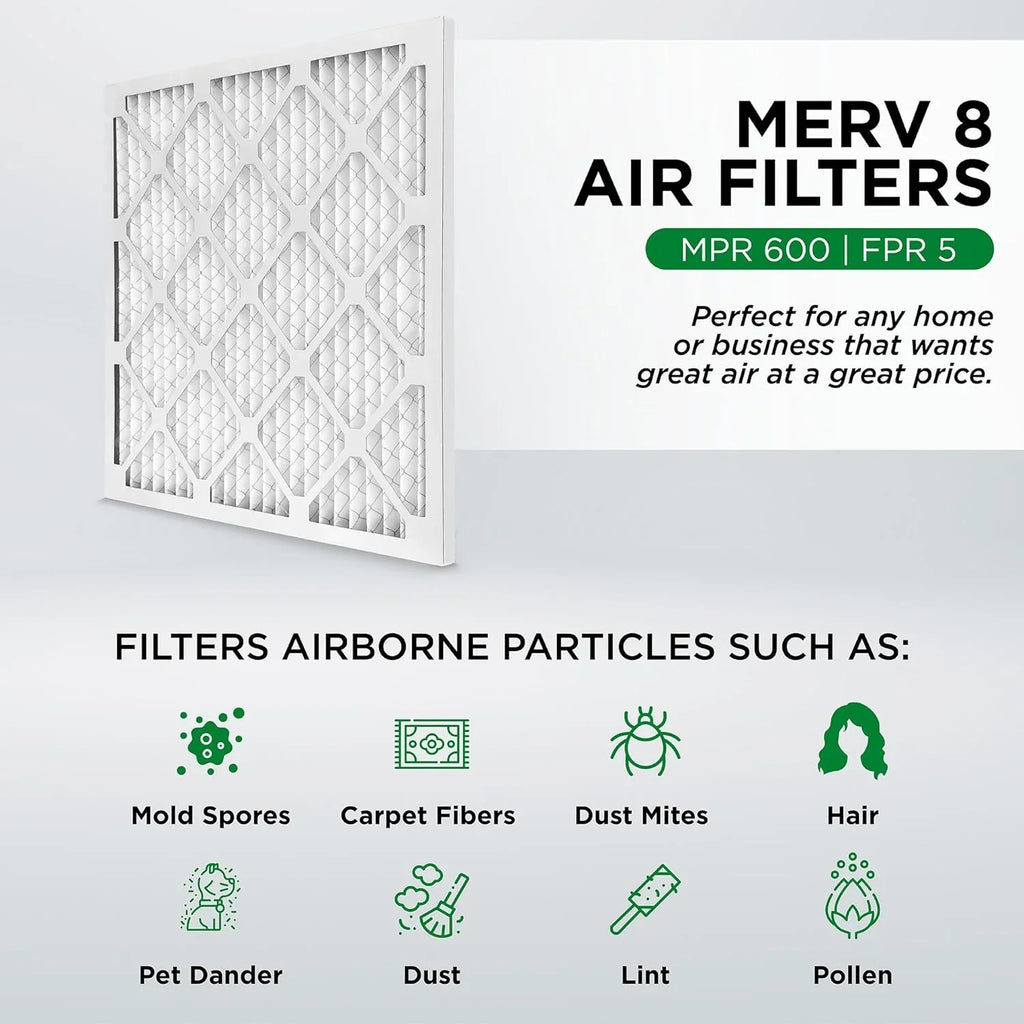 24X24x4 MERV 8 Pleated HV Furne Air Filters. Case Of 6. Ext Sizeize: 23-3/8 X 23-3/8 X 3-3/4