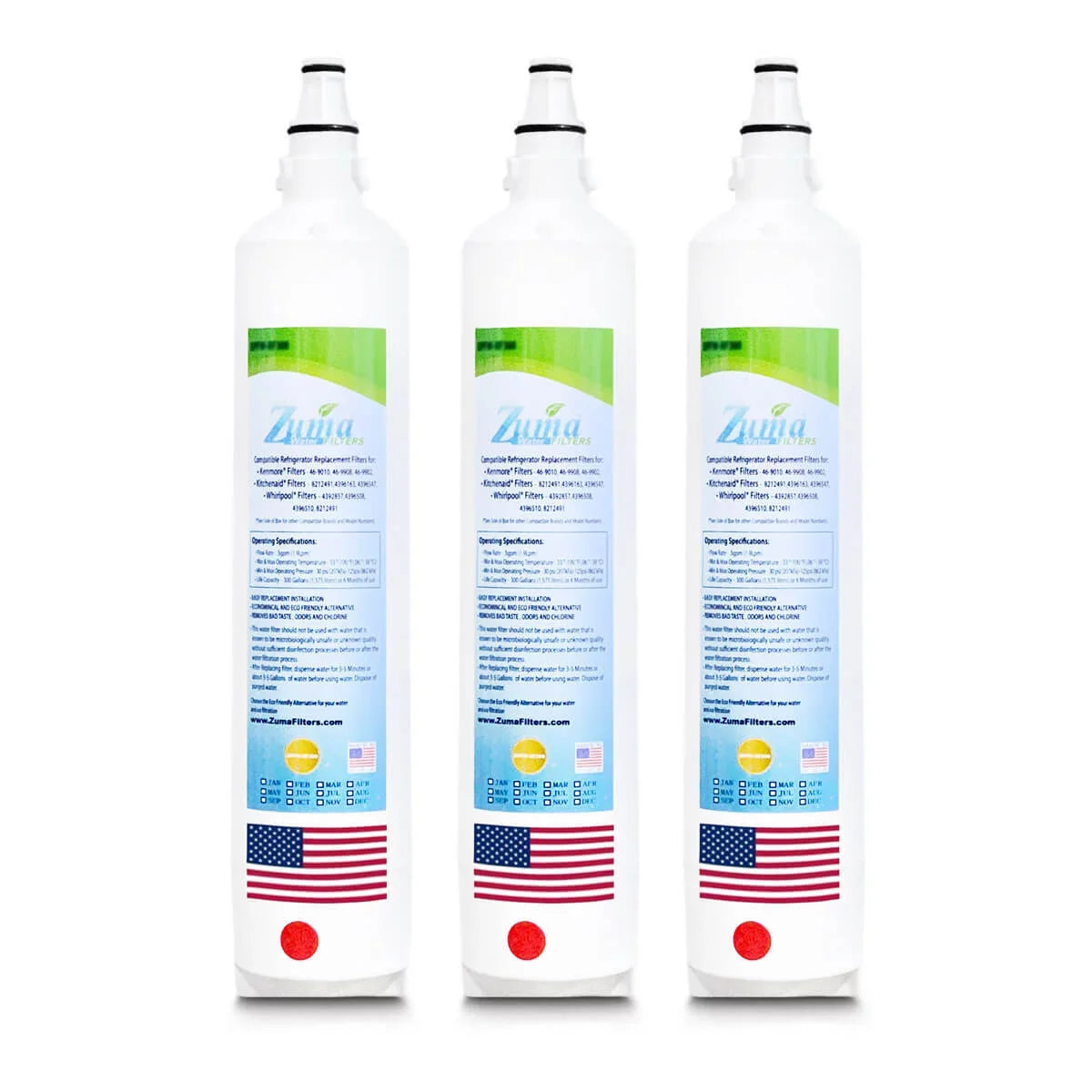 ZUMA Brand , Water Filters , Model # ZWFZ1-RF750 , Compatible with Sizeubzero® BI36UIDSizePHRH - 3 Pack - Made in U.Size.A.