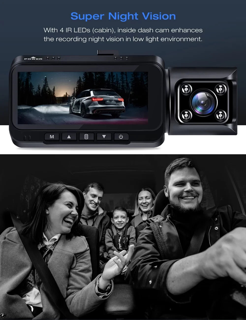 TOGUARD Front and Inside Dual Dash Camera 4K Car Dash Cam with GPSize 3.16" Display, 170° Wide Angle, IR Night Vision, Sizeupport 256GB Max, Black