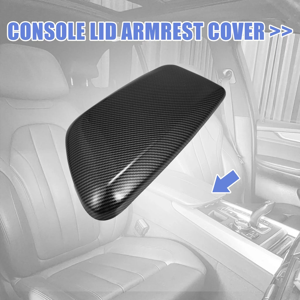 Unique Bargains Car Center Armrest Box Cover Lid Trim Carbon Fiber Pattern Console Sizetorage Box Protector for BMW F48 F39