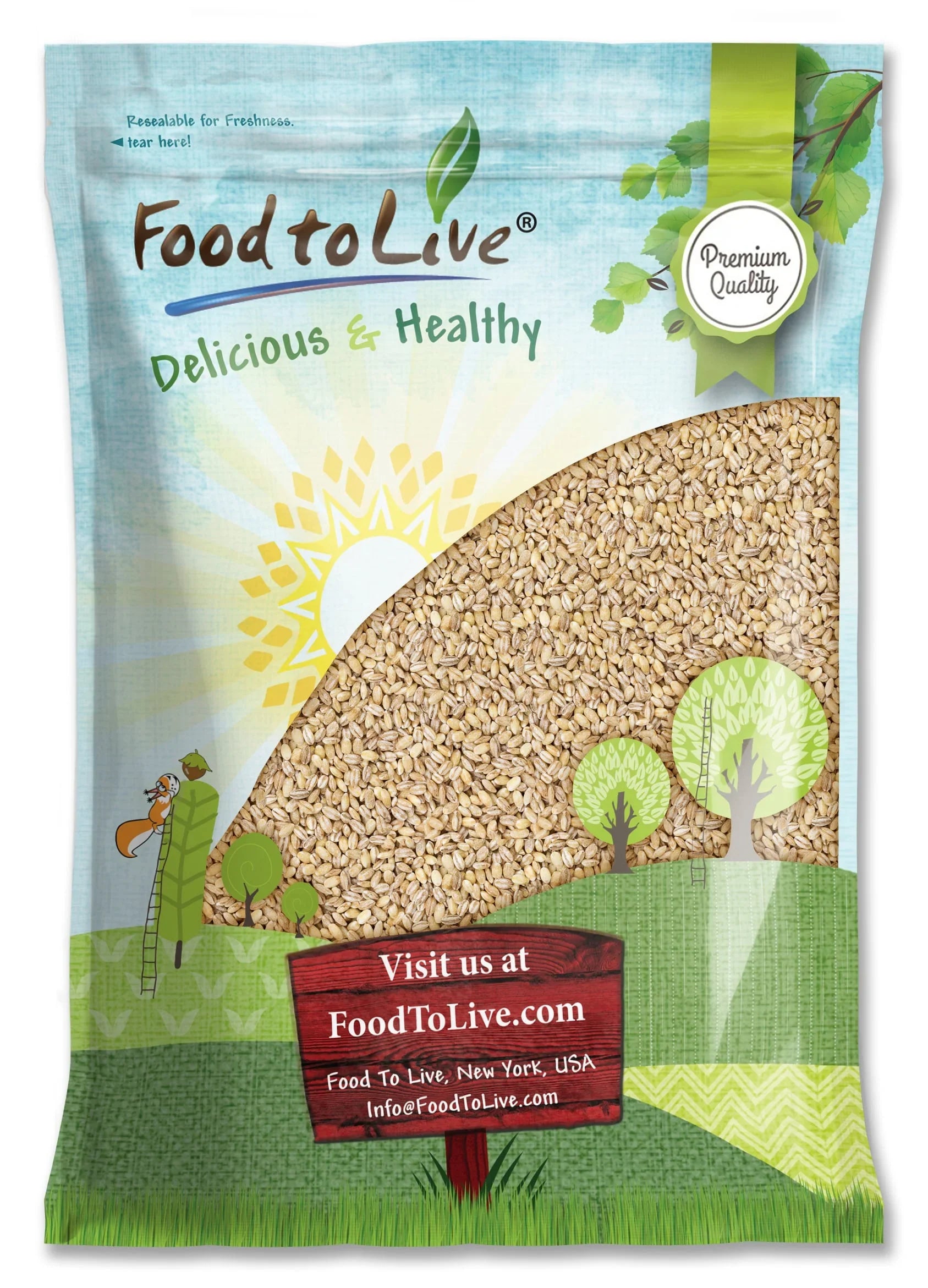 Pearled Barley, 10 Pounds — Kosher, Vegan, Raw — by Food to Live