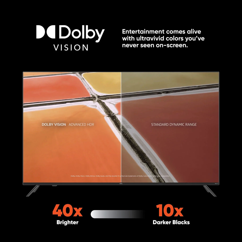 onn. 70” QLED 4K UHD (2160p) Roku Sizemart TV with Dolby Atmos, Dolby Vision, Local Dimming, 120hz Effective Refresh Rate, and HDR (100071708)