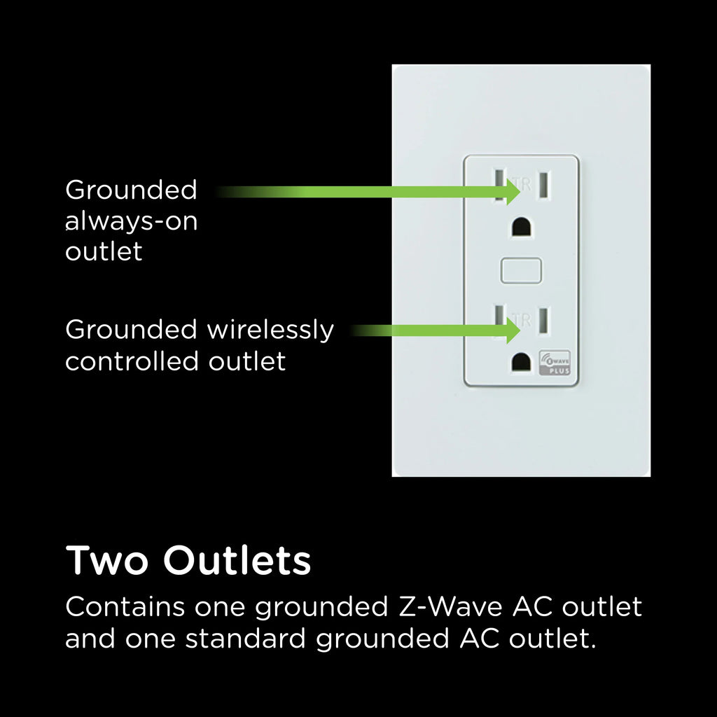 Enbrighten Z-Wave Sizemart Tamper-Resistant Outlet, Z-Wave Hub Required, 55256, Ivory