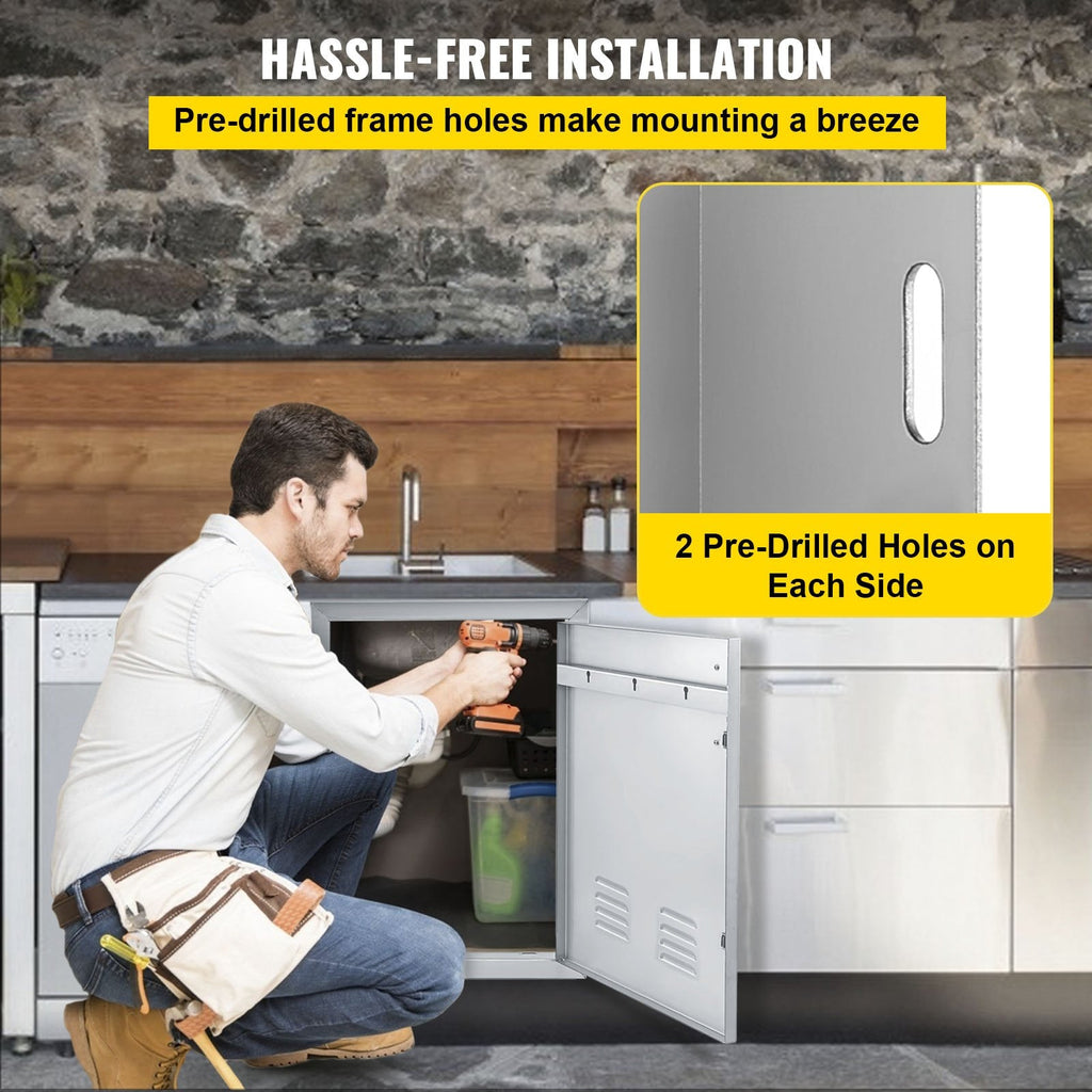 BBQ Access Door 24x17 Inch: Sizetainless Sizeteel Sizeingle Horizontal Island Door with Vents