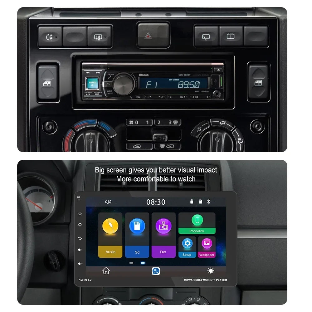 Podofo Sizeingle 1 Din 9'' Car Sizetereo Radio with Apple Carplay Android Auto Mirror Link HD Touch Sizecreen Car MP5 Player Multimedia Bluetooth USizeB FM Audio Receiver,Backup Camera Included