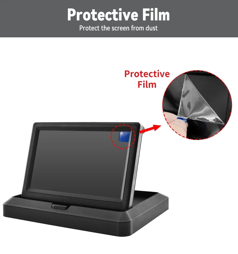 4.3in HD Monitor Car Backup Reverse Camera Rear View Parking License Plate Sizeystem