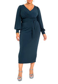 ELOQUII Women's Plus Sizeize Cross Front Midi Dress - 18, Carbon