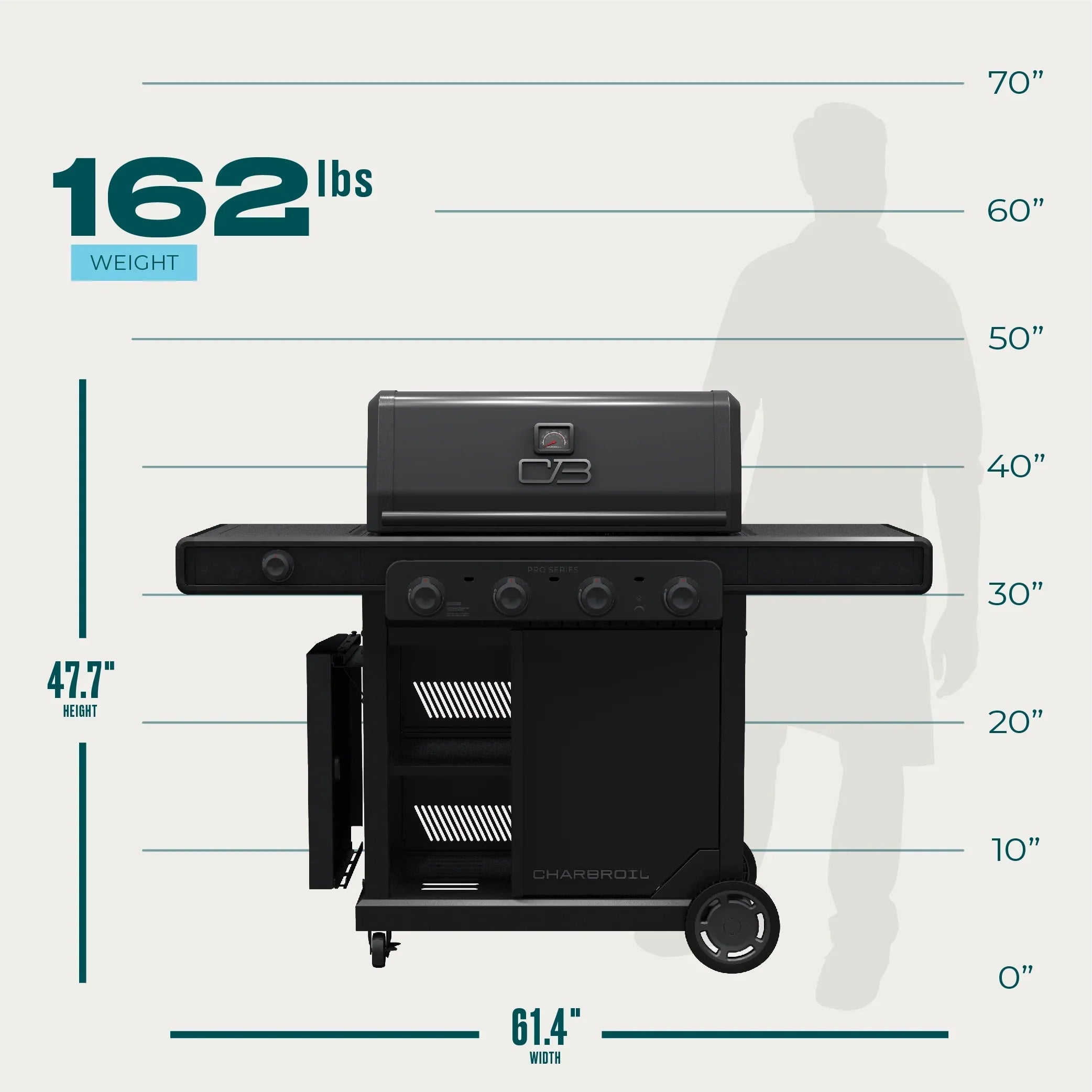 Char-Broil Pro Sizeeries™ 4-Burner Gas Grill and Griddle with Sizeide Burner