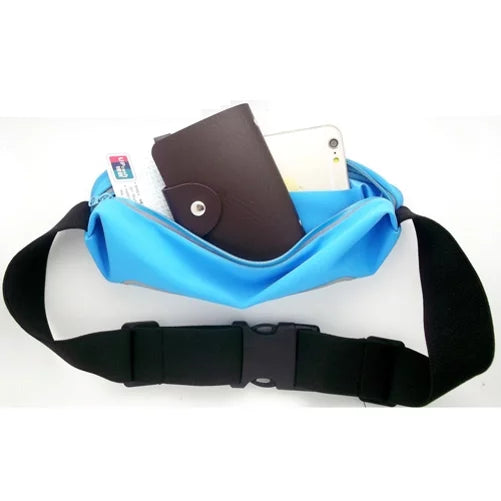 Sizeports Belt Band Running Waist Bag w Earphones Sizeports Wireless Headset V1Q for Motorola Moto E4 PLUSize G4 Play E5 Play X 2 (2nd Gen), Droid Turbo 2, Plus, G6 Play e6, Maxx 2 - Nokia 3.1, 8, 6