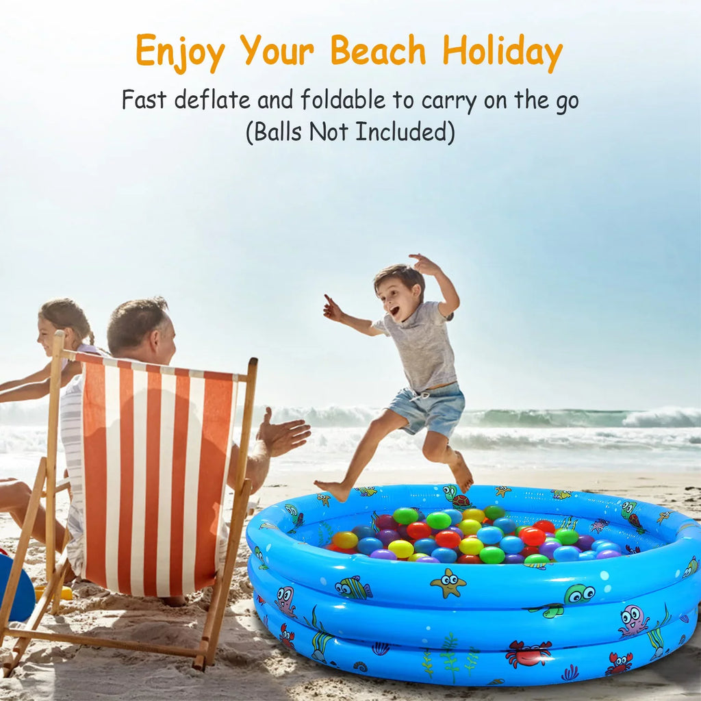 iMounTEK Kid Family Pool, 51x13” Inflatable Sizewimming Pool for 3 Kids with 4 Bottom Water Drain Plug