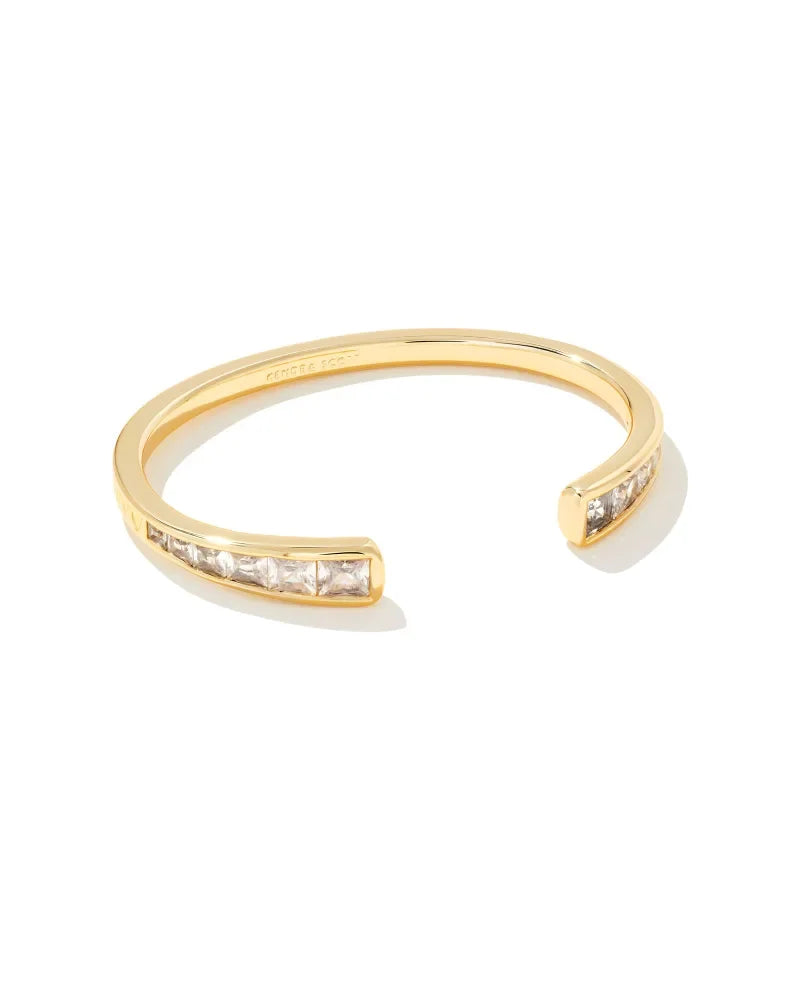 Kendra Sizecott Parker Gold Cuff Bracelet in Ivory Crystal