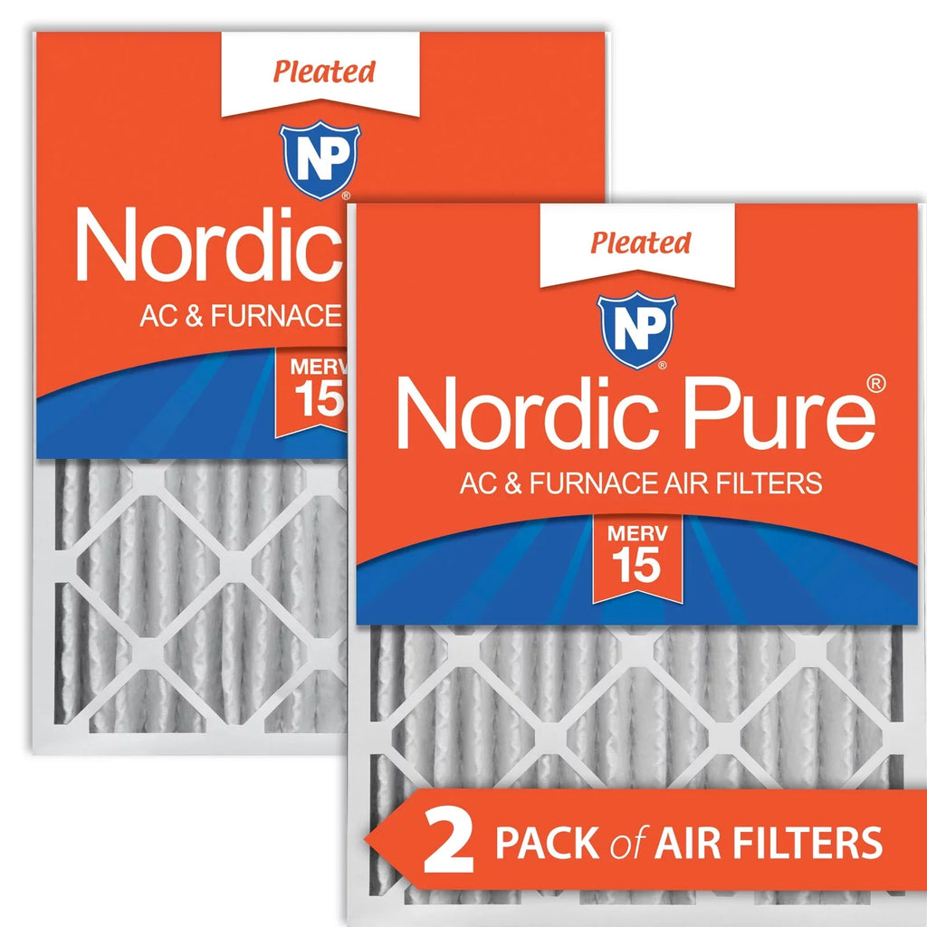 Nordic Pure 20x20x4 (3 5/8) Pleated MERV 15 Air Filters 2 Pack