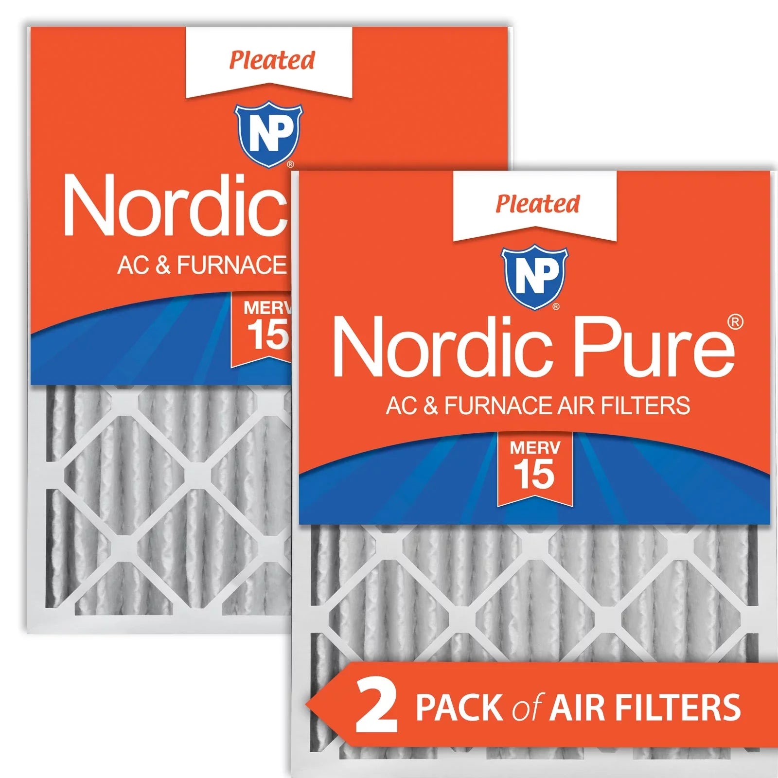 Nordic Pure 20x20x4 (3 5/8) Pleated MERV 15 Air Filters 2 Pack