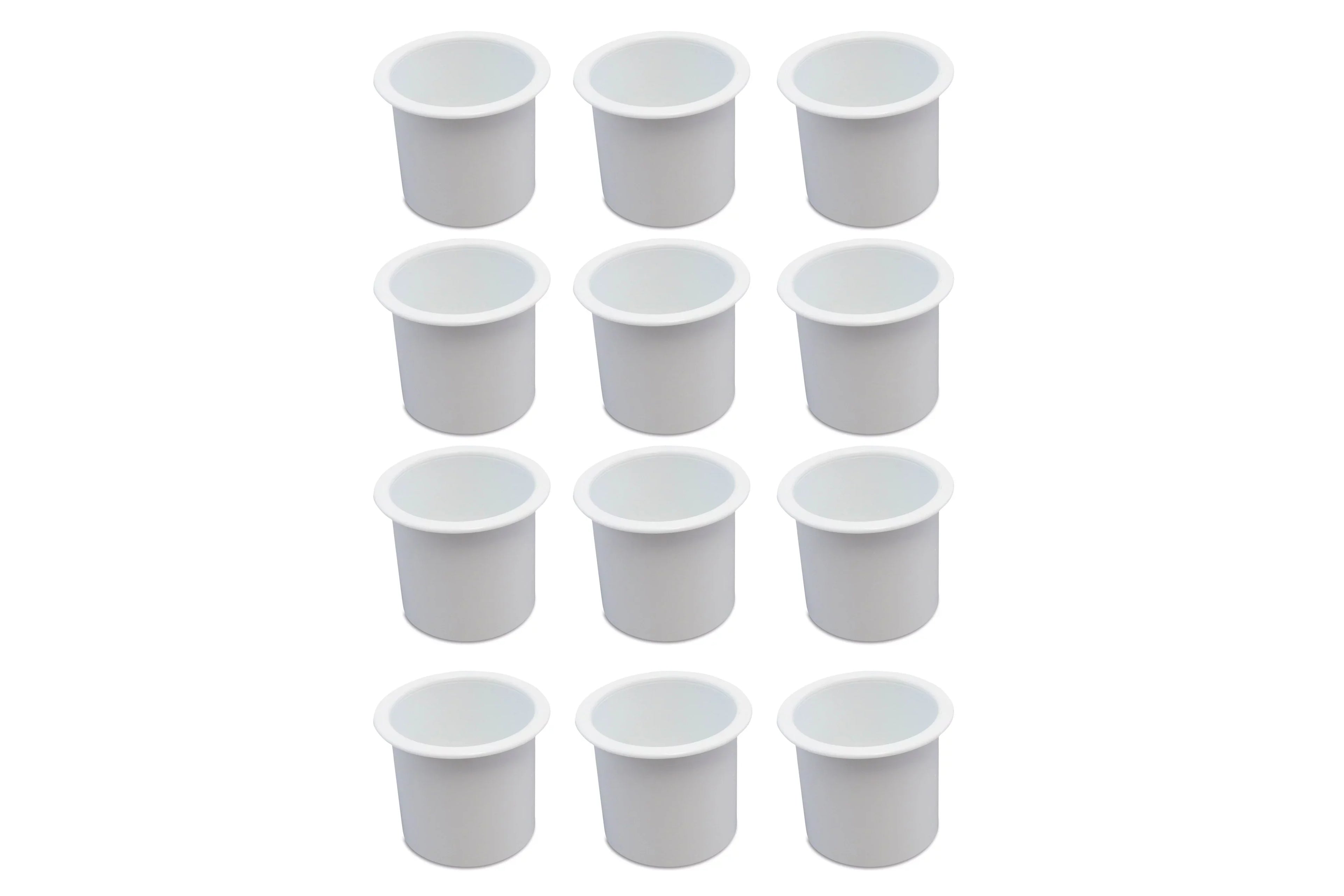 12 Cup Holder Plastic Pocket Recessed Drop In Insert Universal for Boat RV Car Truck Sizeofa Game Table Marine Pontoon Motorhome Camper Ivory