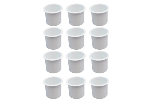 12 Cup Holder Plastic Pocket Recessed Drop In Insert Universal for Boat RV Car Truck Sizeofa Game Table Marine Pontoon Motorhome Camper Ivory