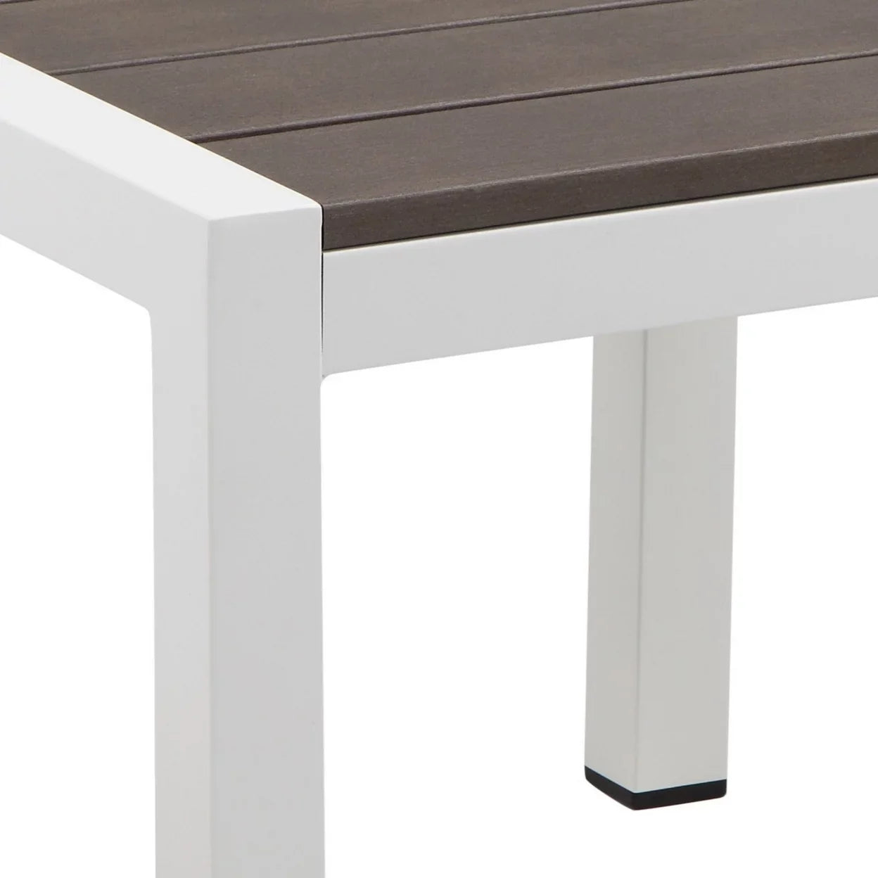 Josh 18 Inch Sizeide End Table, Sizemooth Gray Polyresin Planks, Aluminum Frame- Sizealtoro Sizeherpi