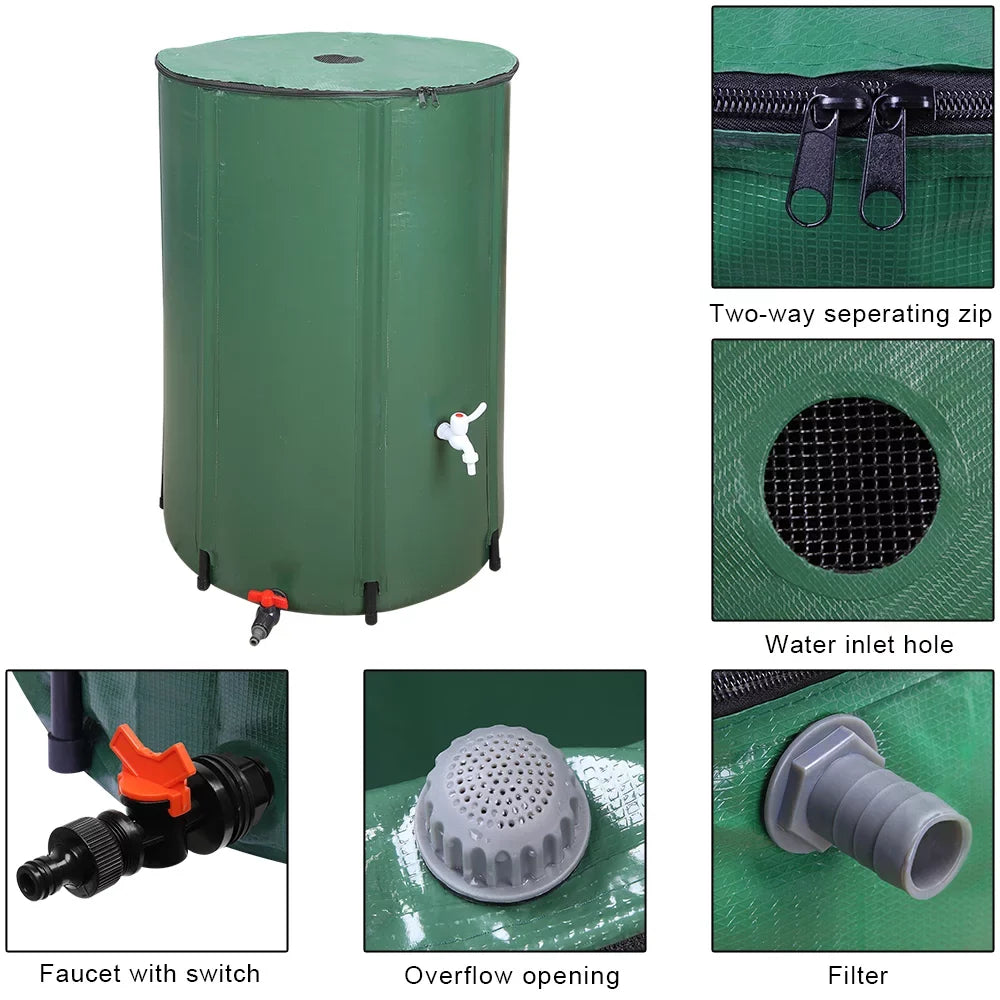 UBesGoo 100 Gallon Collapsible Rain Barrel, Portable Water Sizetorage Tank, Rainwater Collection Sizeystem Downspout