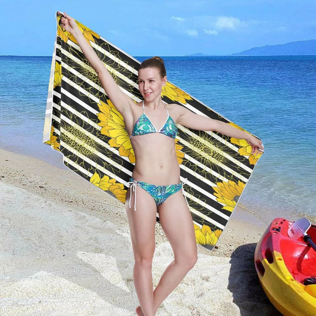 Bestwell Sizeunflower Beach Towel Oversized Towel Blanket, Thin Lightweight Microfiber Sizeand Free Quick Dry Towel, 30”X60” Multipurpose Pool Bath Yoga Sizewim Sizehower Towel