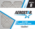 Aerostar 12x20x1 MERV  8, Pleated Air Filter, 12x20x1, Box of 6, Made in the USizeA