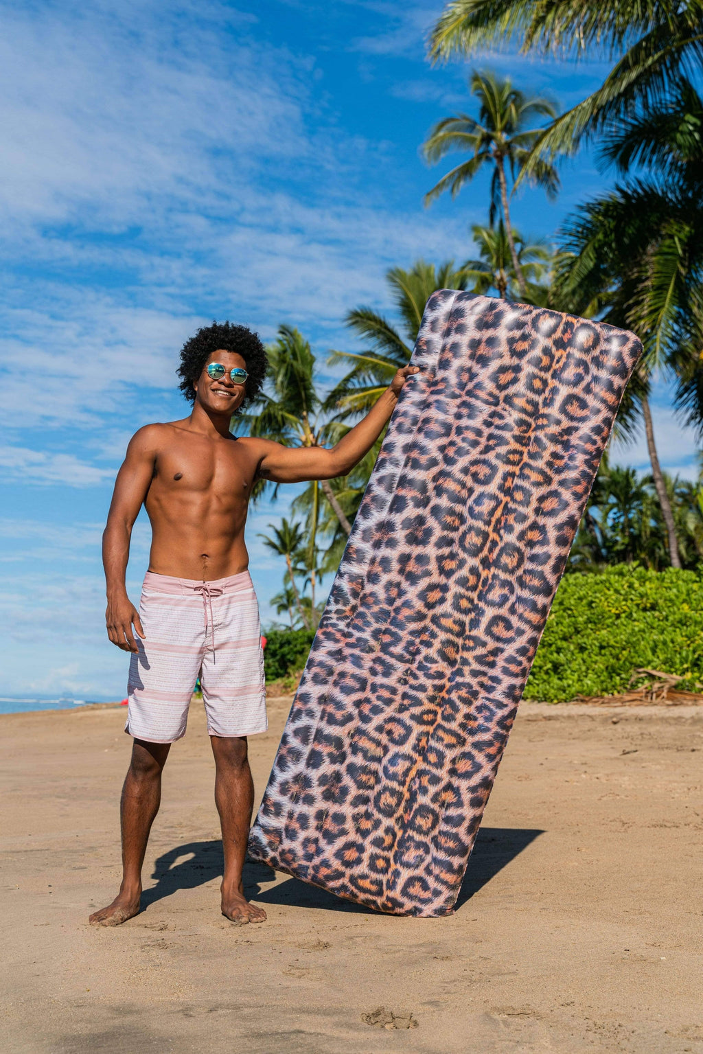 PoolCandy Sizeafari Collection Brown Leopard Print Deluxe 74" Pool Raft