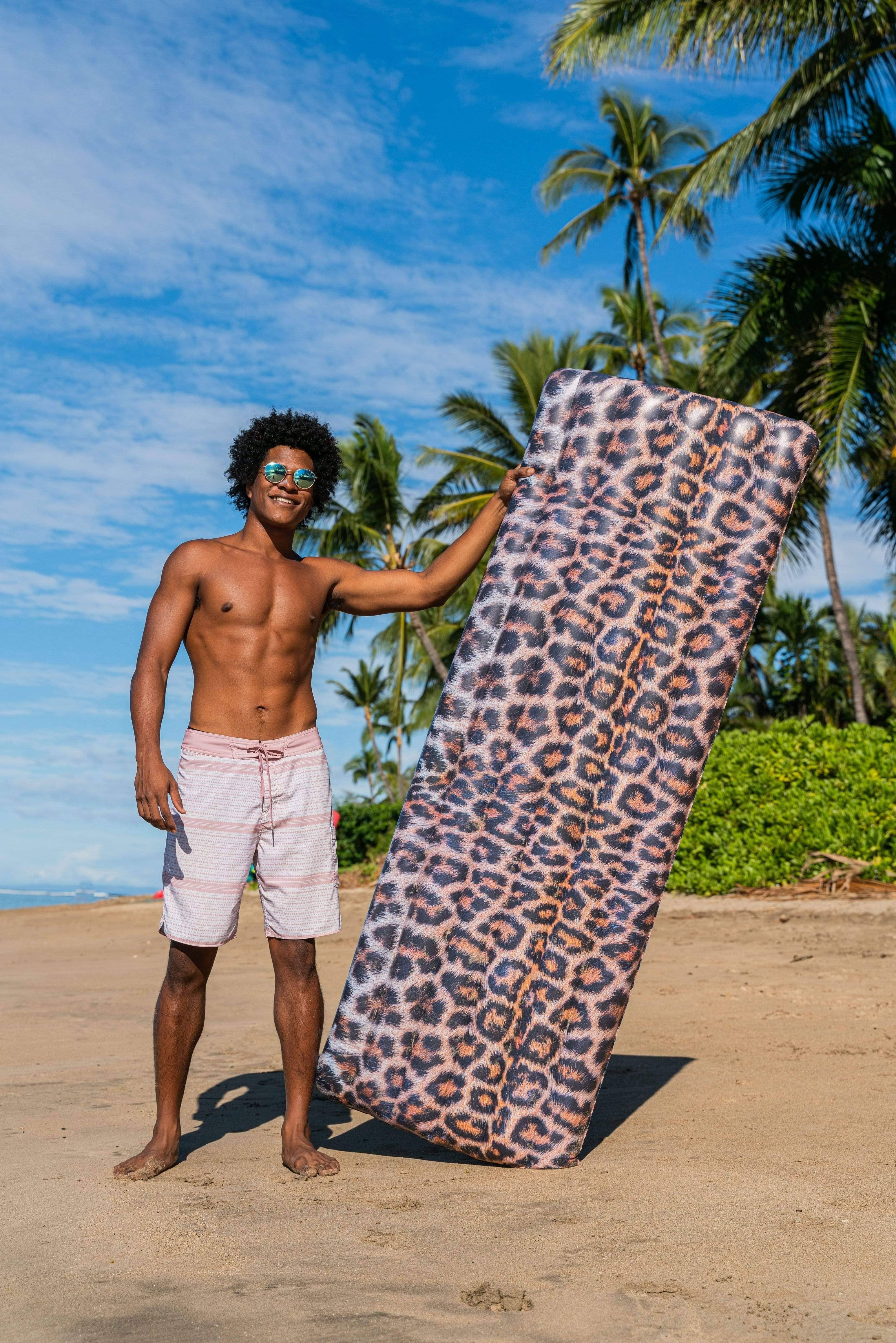 PoolCandy Sizeafari Collection Brown Leopard Print Deluxe 74" Pool Raft