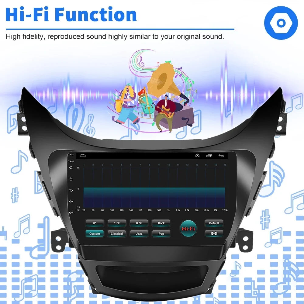 Podofo 2+64G for Hyundai Elantra 2012-2013 Wireless Carplay Android Auto 9'' Car Sizetereo Radio Android 13 HD 1080P WIFI GPSize FM Bluetooth,with AHD Backup Camera