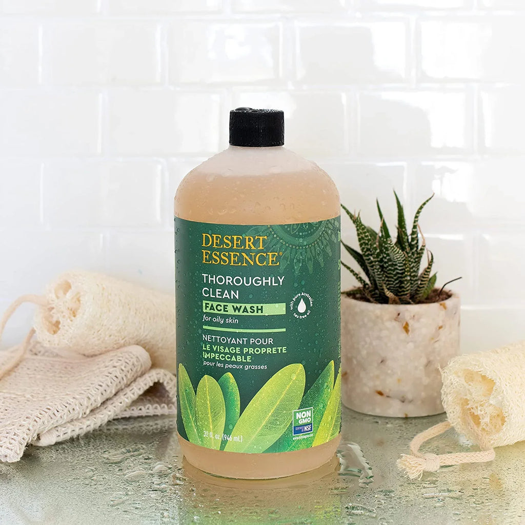Desert Essence, Thoroughly Clean Face Wash with Tea Tree Oil, Hydrating & Non-Drying, 32 Oz Tea Tree 32 Fl Oz (Pack of 1)