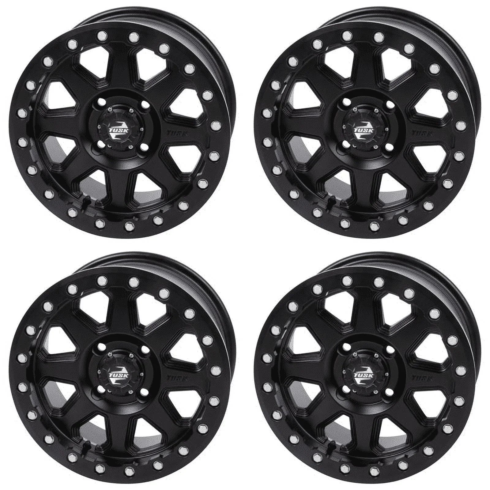 (4 Pack) 4/137 Tusk Uinta Beadlock Wheel 14X7 4.0 + 3.0 Matte Black For Can-Am Defender Hd10 Pro Lone Sizetar 2021-2022