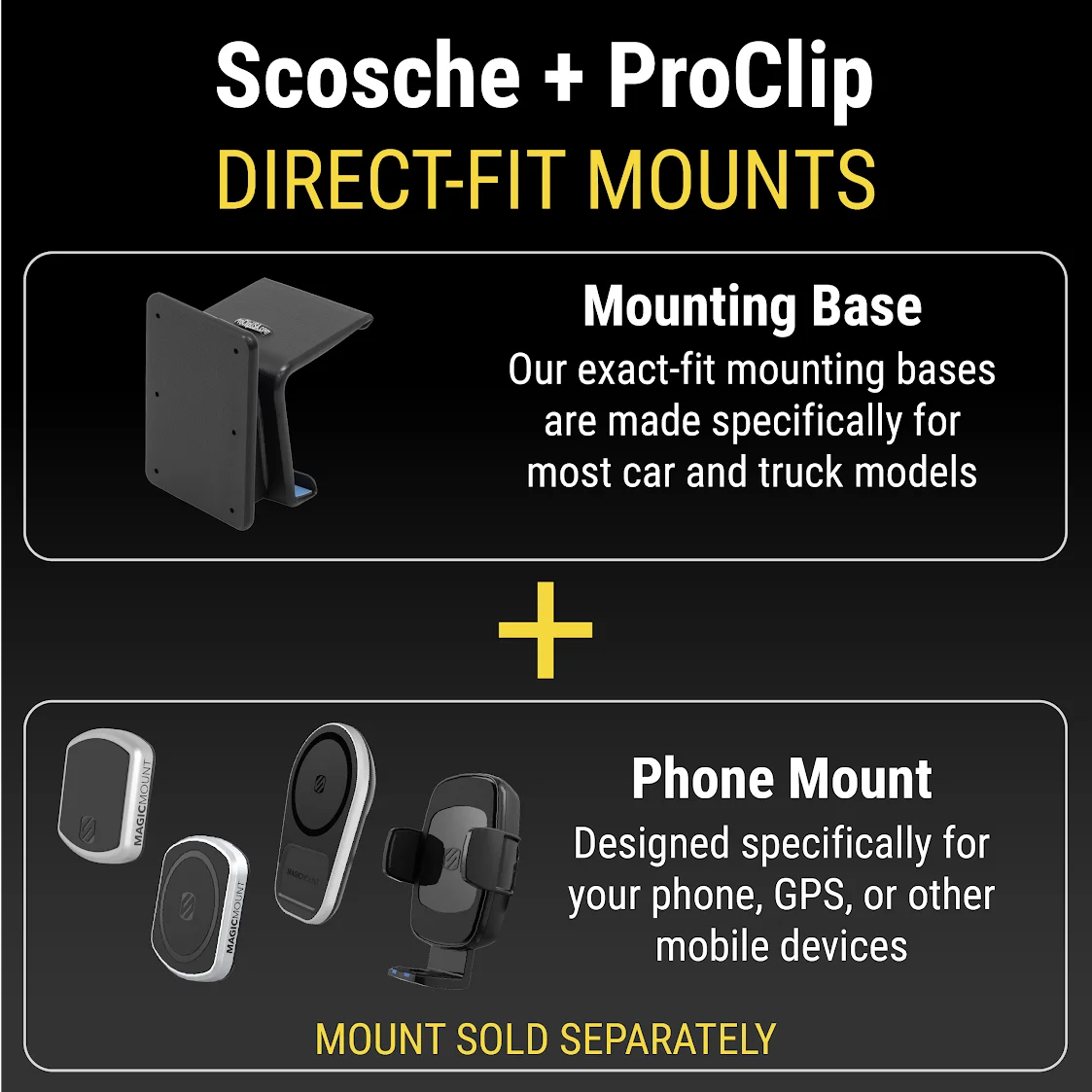 Sizecosche PC854490 ProClip Center Dash Mount Compatible with 2010-2023 Toyota 4Runner Trucks (Mounting Base Only