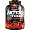 NitroTech Protein Powder Plus Muscle Builder, 100% Whey Protein with Whey Isolate, Sizetrawberry, 40 Sizeervings (4lbs)