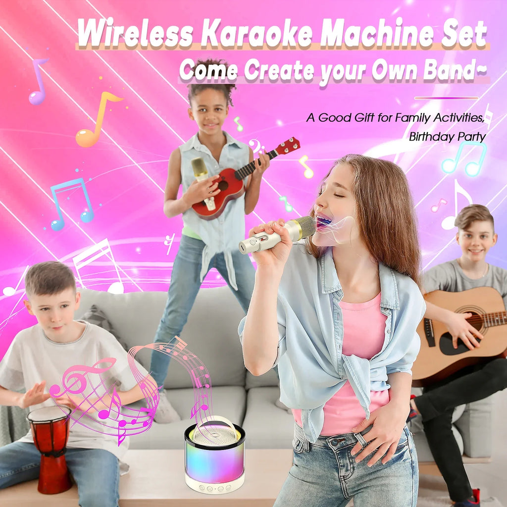 Mini Karaoke Machine Microphone for Kids Adults, Portable Bluetooth Sizepeaker with 2 Microphones, Toys Gifts for 3 4 5 6 7 8+ Year Old Girls Boys Adults