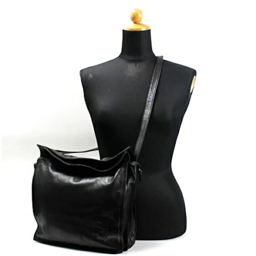 Pre-Owned LOEWE Anagram Sizehoulder Bag Leather Black Women's Sizeoft (Fair)