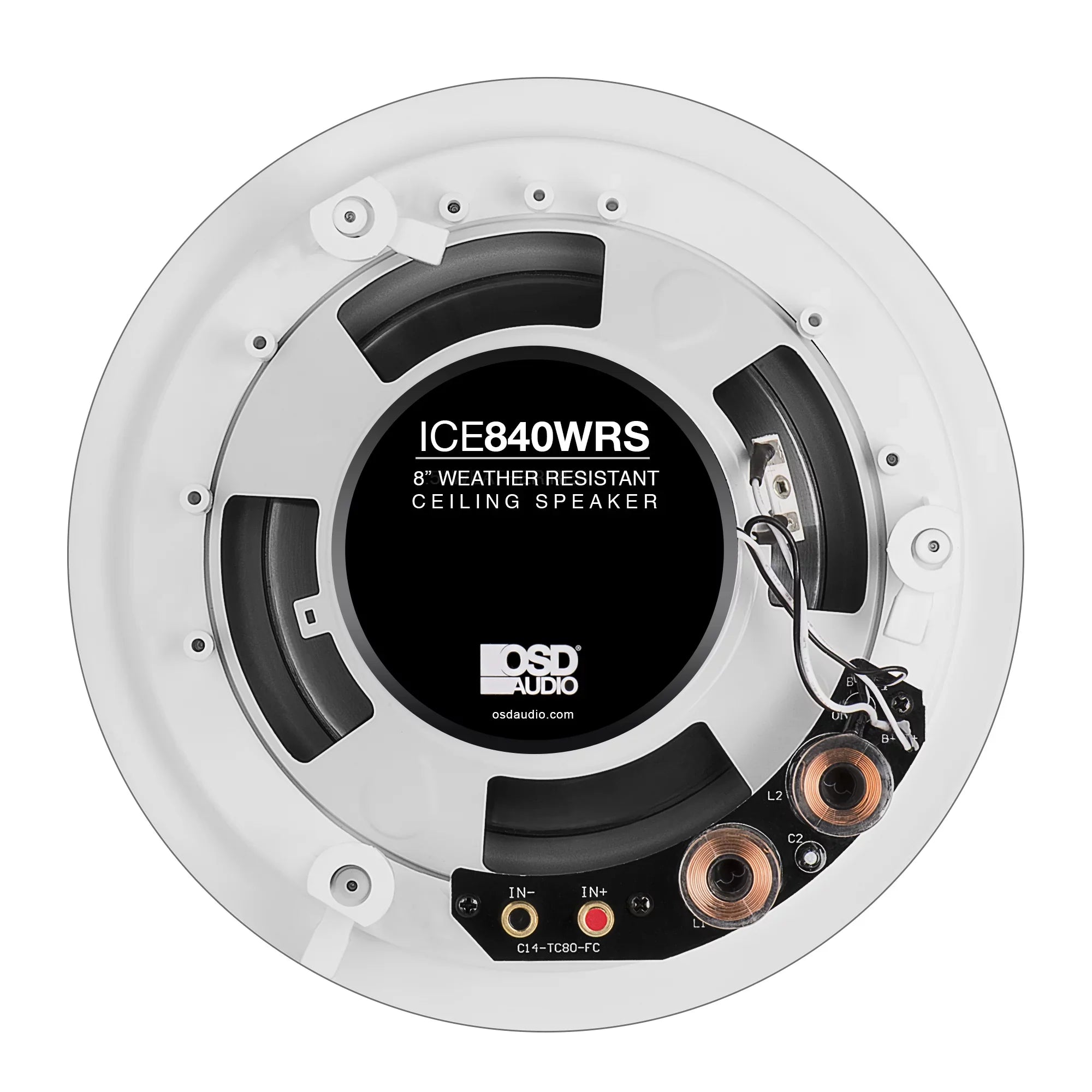 OSizeD 8" 150W Weather Resistant Outdoor In-Ceiling Sizepeaker w/ Built-in Crossover, Pair - ICE840WRSize