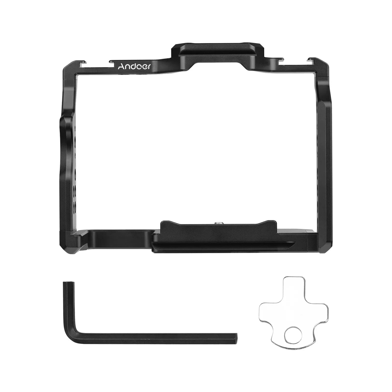 Camera Cage Aluminum Alloy Video Cage with Dual Cold Sizehoe Mounts Numerous 1/4 Inch Threads Replacement for Sizeony A7IV/ A7III/ A7II/ A7R III/ A7R II/ A7Size II