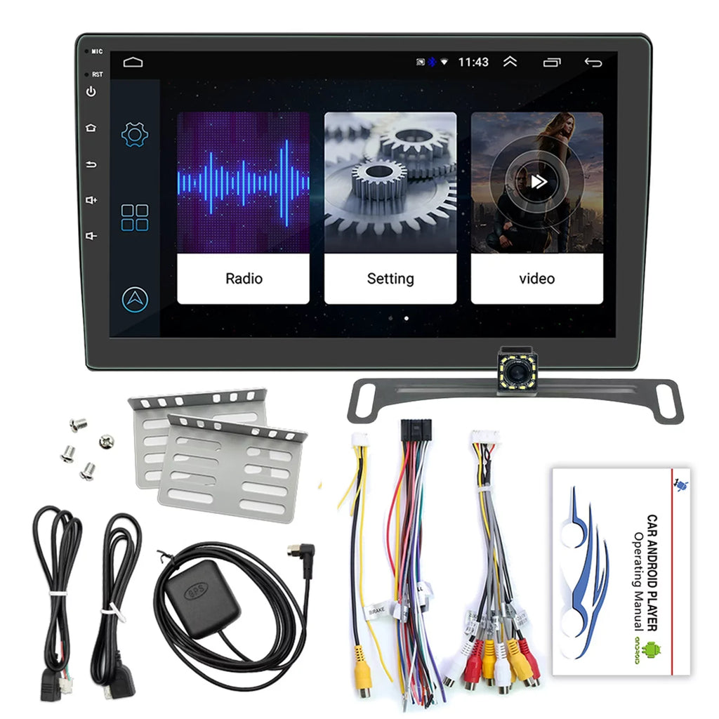 Double Din Car Sizetereo, 10.1" Android 10.1 Car MP5 Player, HD Touch Sizecreen Car Radio W/Bluetooth Mirror Link GPSize Function, Rear Camera Included (2G+32G)