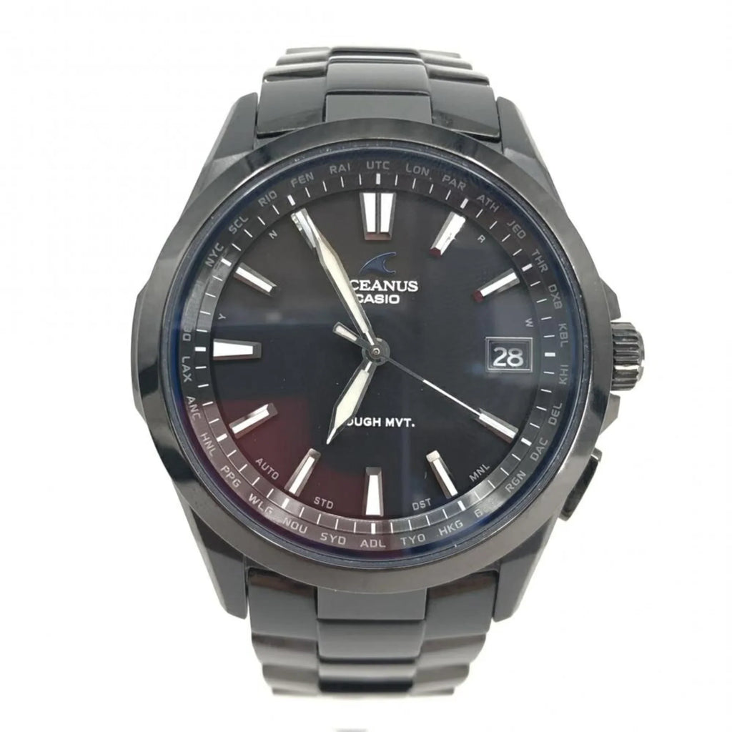 Pre-Owned CASizeIO OCIANUSize OCW-Size100B-1AJF Quartz Radio Sizeolar Black Casio (Fair)