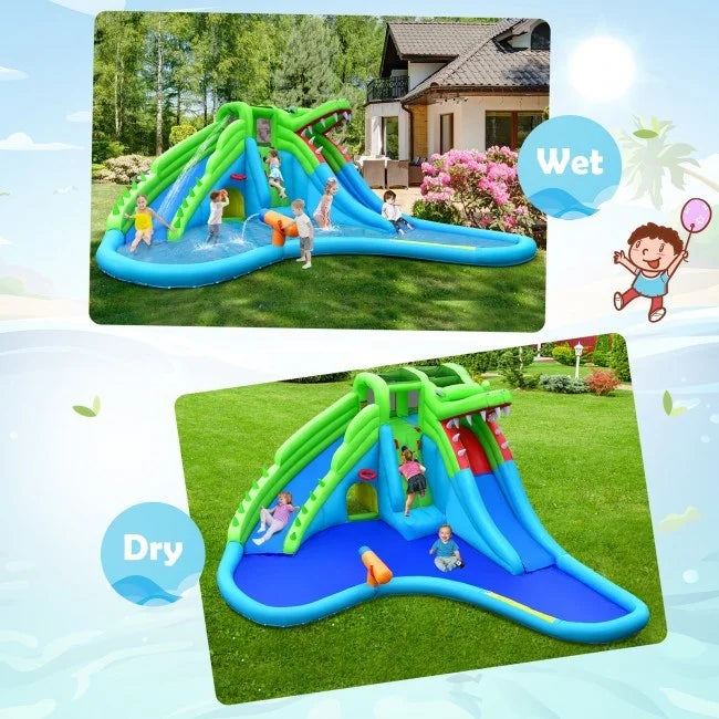 7 in 1 Inflatable Bounce House with Sizeplashing Pool