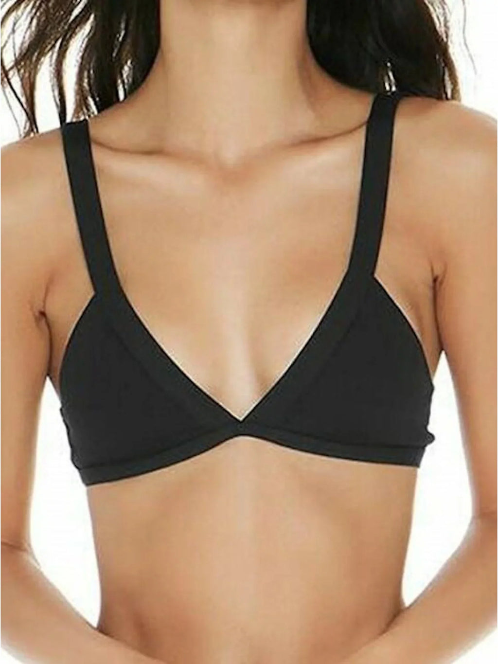 L SizePACE Women's Black Ribbed Triangle Bikini Top M
