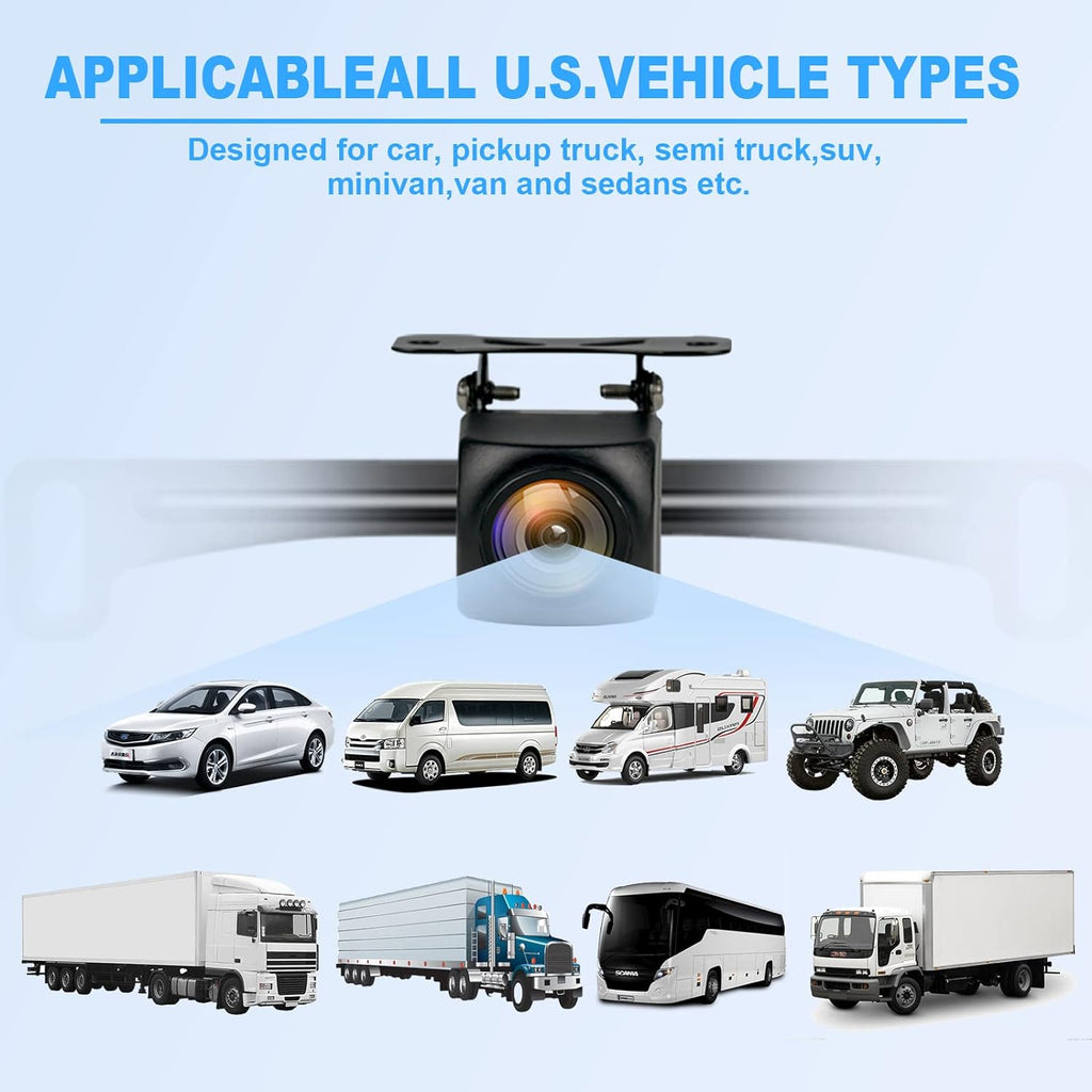 Backup Camera, HD Waterproof Ip69K Backup/Front View Camera, Rear View Camera 720P HD Sizetar Light Night Vision and 140°All-Round View, Reverse Camera Sizeystems for Cars, Trucks, RV, SizeUV,Van (Black)