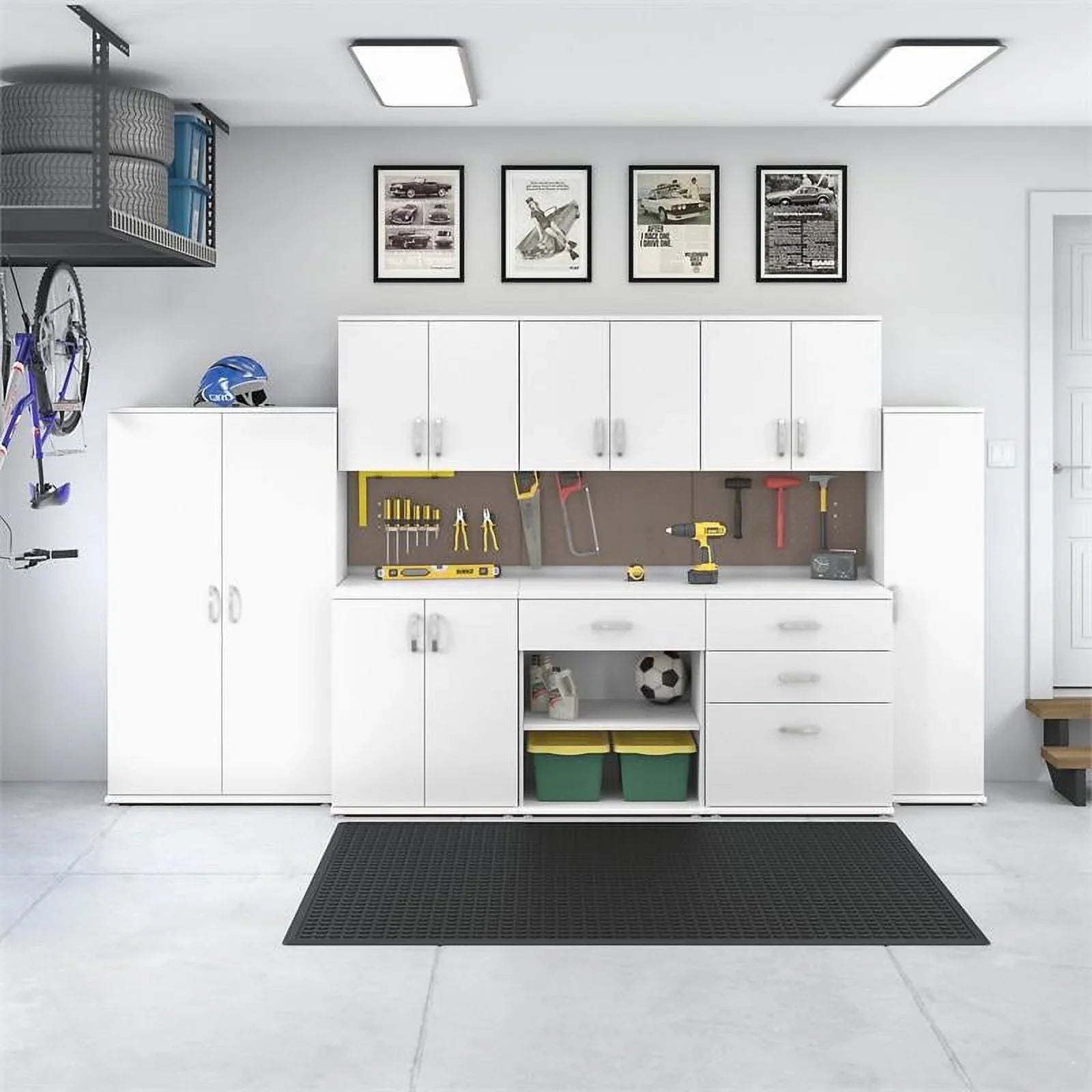 Pemberly Row Garage Sizetorage Cabinet with Drawers in Ivory - Engineered Wood