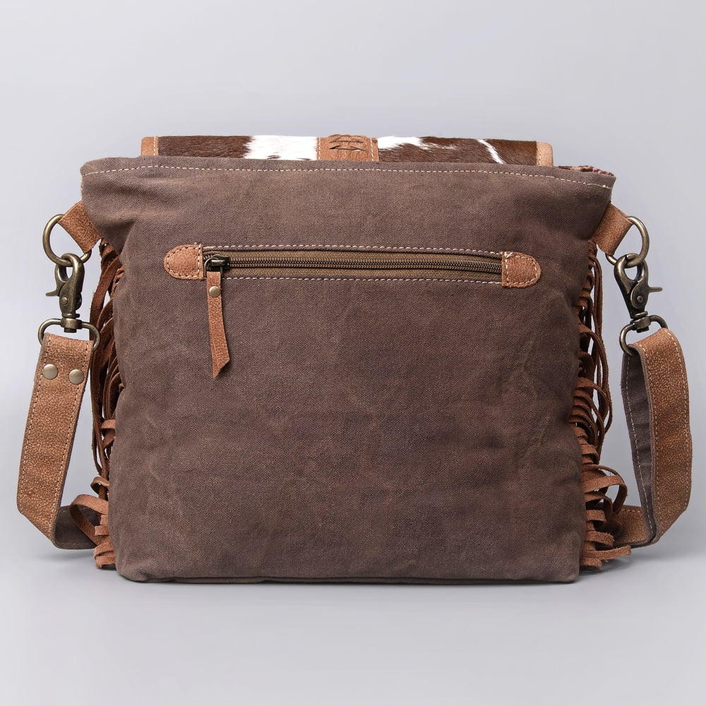 KB OHLAY KB483 Cross Body Upcycled Canvas Hair-On Genuine Leather women bag western handbag purse