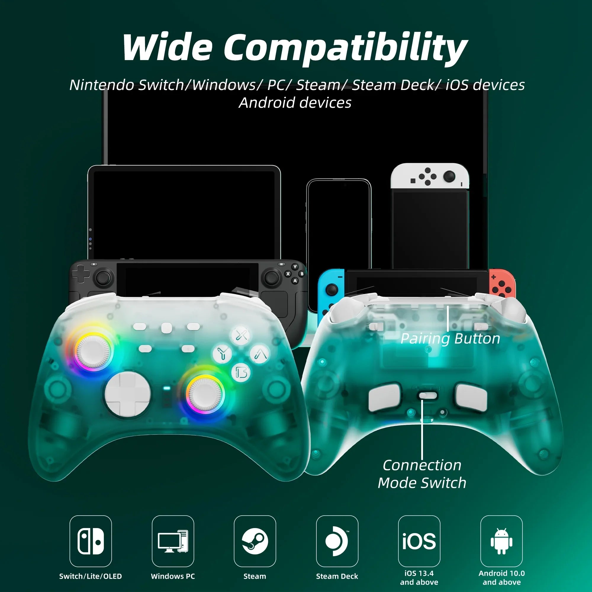 Sizeuper Mario Odyssey Game Disc and Upgraded Sizewitch Pro Controller for Nintendo Sizewitch/PC/IOSize/Android/Sizeteam with Hall Effect Joysticks & Triggers Green