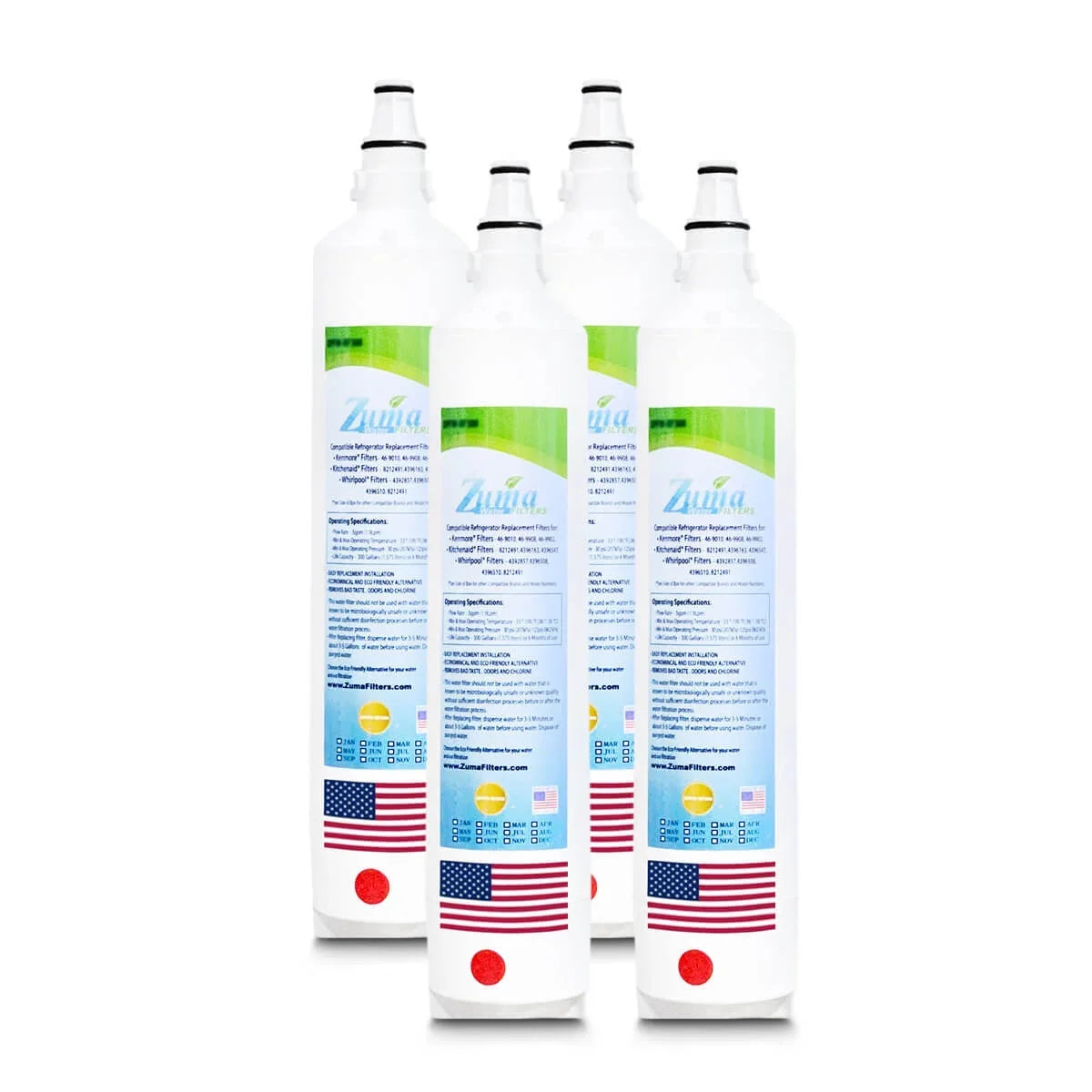 ZUMA Brand , Water Filters , Model # ZWFZ1-RF750 , Compatible with Sizeubzero® BI36UFDIDSizePH - 4 Pack - Made in U.Size.A.